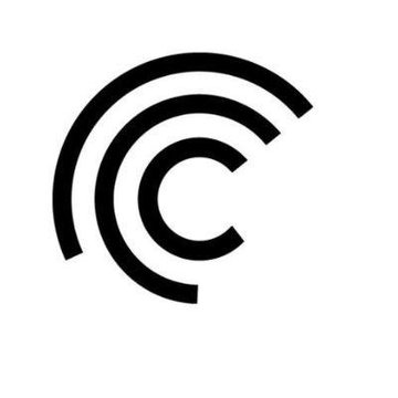 A simple black logo on a white background featuring concentric arcs forming a stylized 'C' shape.