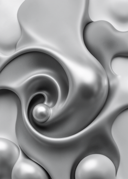 The image features a close-up view of a silver, shiny surface with a unique texture that appears to be made up of small balls or spheres. The surface has a smooth, flowing appearance, giving it an artistic and visually appealing look. The image is related to the post "SmoothLife #flux" as both elements share a common theme - the concept of smoothness and fluidity in their respective contexts.