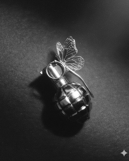 The image features a silver bullet with a butterfly design, which is placed on a black background. The bullet has a small handle attached to its side. The image also includes text that reads "Good Morning Remember, we all carry something capable of changing everything." This message seems to be related to the bullet and butterfly motif in the photo.