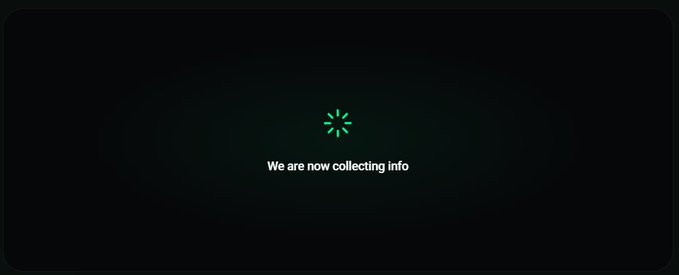 The image shows a screenshot of an online leadership board, specifically the leaderboard from the @useTria x MindoAI platform. The background appears black with green text that says "We are now collecting info". This indicates that the leaderboard has not been updated yet, as it is still in the process of gathering new data for scoring and displaying results. It's a common situation when there is slow loading or data synchronization happening between different devices, which is perfectly normal during the initial stages of an online campaign.