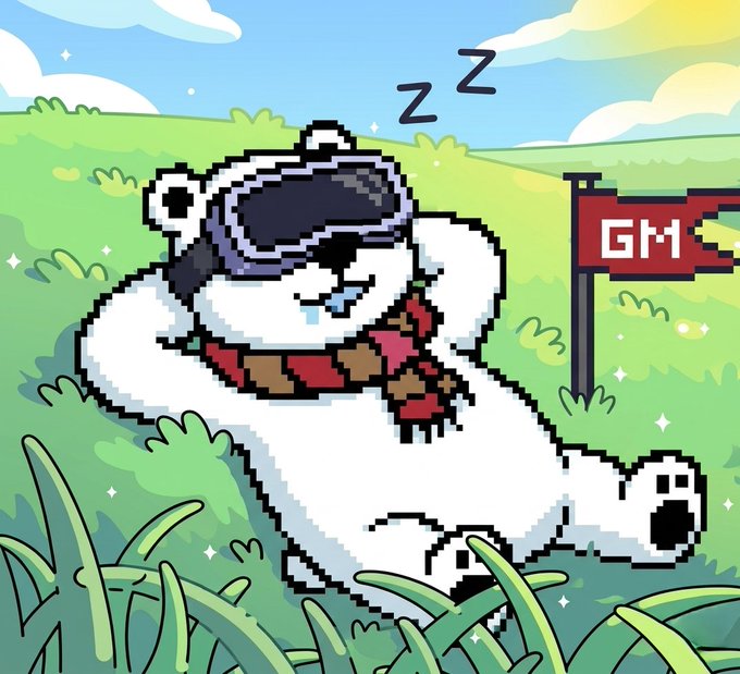 A cartoon bear wearing goggles is lounging on some grass with its paws resting on the ground while sleeping, which appears as a hand holding up a flag. The background is a field of flowers with a banner that reads "gConso Fam" followed by "but also don't completely ignore @conso_xyz Conso is trying to stitch that chaos together into a single Consumer Graph, turning all your online activity into something like a portable reputation profile," which is likely a reference to the consumer data collected about users' behavior on social media.