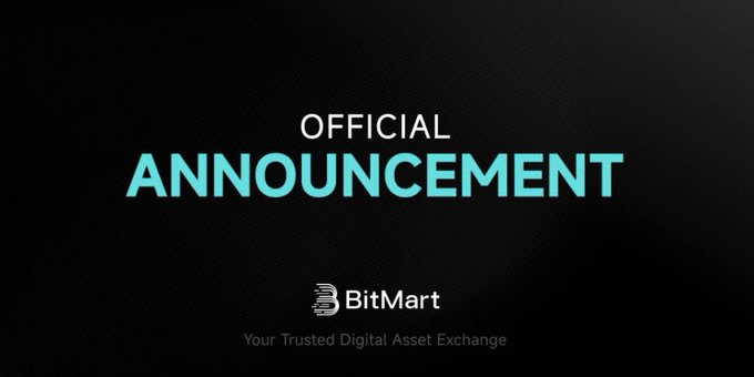 BitMart exchange official announcement graphic reading 'OFFICIAL ANNOUNCEMENT' with the tagline 'Your Trusted Digital Asset Exchange'.