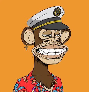 A cartoon monkey dressed as a sailor with a captain's hat, cross earring, and Hawaiian shirt grins against an orange background. The nautical captain aesthetic ties into the casual "GM 𝕏" (Good Morning on X/Twitter) greeting, giving a fun, seafaring twist to a typical crypto social media post.