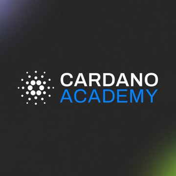 The image displays the "Cardano Academy" logo with a circular dot pattern design on a dark gradient background, representing the educational initiative mentioned in the post. The logo visually reinforces the announcement of the Cardano Foundation's new academic partnership with the University of Nicosia, where they will teach Cardano fundamentals and sponsor 25 Advanced Track spots in their blockchain course this fall.