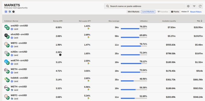 The image depicts a financial analysis dashboard, which displays different types of data such as market trends, lending protocols, and scores. One particular cell on this dashboard catches the eye with its title "Llamalend", indicating that there might be some sort of discussion or focus on this lending protocol in the post. The dashboard also shows the number of shares and money flows related to various lending protocols. This information is organized in a visually appealing manner, making it easy for users to understand and navigate through different aspects of the financial landscape represented by the graph.