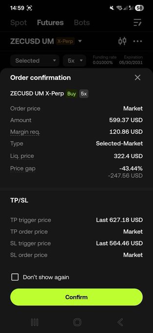 The image shows a cellphone displaying a summary of trading strategies for cryptocurrency exchanges like ZECUSD Ump and Zecusd X-Perp, focusing on the use of leverage. The display provides details about different types of leverage trade options such as margin management, slippage pricing, TPSL order price, slipper price, trigger price, and more. This highlights the importance of understanding and selecting appropriate trading strategies when using leveraged exchanges for investing in cryptocurrency markets.