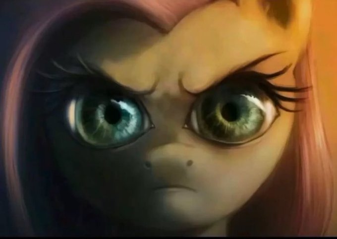 A close-up of a stylized animated character with large, intense green eyes and furrowed brows, set against a warm orange backdrop. The image evokes a determined or angry expression, fittingly symbolizing the user's bold commitment to mirroring Unipcs' strategy on the FOMO app.