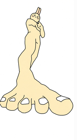 A cartoon illustration depicts a very large foot with a tiny figure of a person sitting on top of the toe, resting their head in their hand.