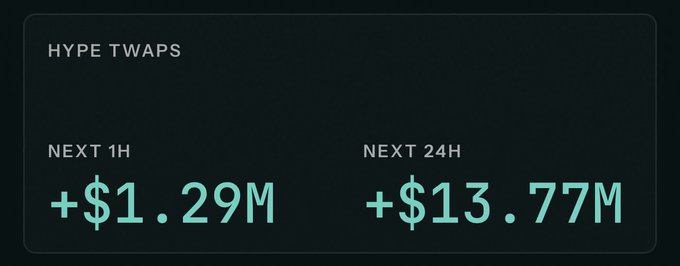 The image shows a black background with two columns of text, one containing numbers and the other stating "twap is an endless bid on $hypeath coming". The numbers are displayed in green and white, indicating that they are monetary values.