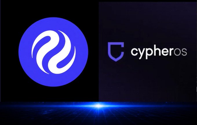 Two logos are displayed: the Injective logo on a blue circle to the left, and the 'cypheros' logo with a shield icon to the right.