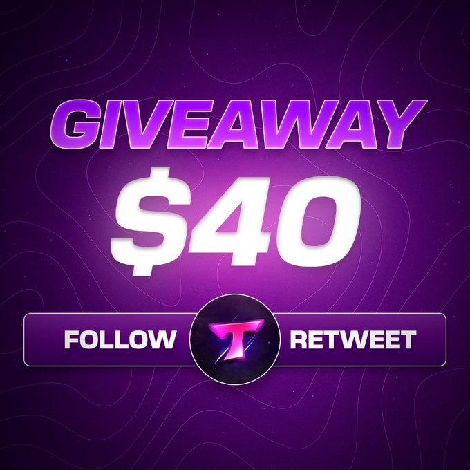This image announces a $40 giveaway, urging followers to "FOLLOW" and "RETWEET". The visual directly promotes the giveaway details mentioned in the accompanying post.