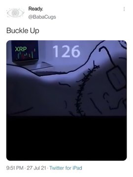 The image, from the post "EVERYTHING CHANGES 7/3 - 7/4 $XRP," shows a dashboard reading "XRP 126," visually emphasizing the crypto ticker and a significant numerical value as a warning or teaser for the dates mentioned.