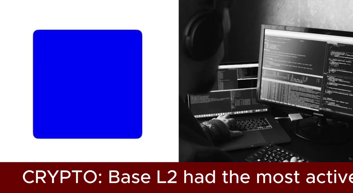 The image features a blue square next to a black screen displaying text that talks about cryptography, particularly base64 messages, which are typically used for data exchange purposes. In this context, the main message seems to be that the most active crypto networks have surprised people with their level of development and usage.