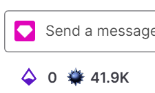A cropped interface snippet showing a 'Send a message' input field above cryptocurrency counters displaying 0 ETH and 41.9K star tokens.