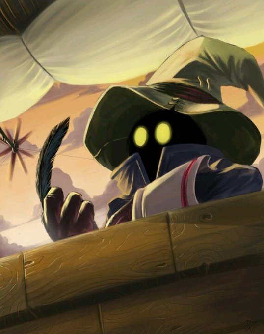A mysterious wizard-like figure with glowing yellow eyes and a large pointed hat writes with a quill pen by candlelight on a wooden desk, set against a dramatic sunset sky with distant windmills. The image evokes a sense of patiently working through correspondence, fitting the post's message about reviewing communities and replying to pending DMs one by one.