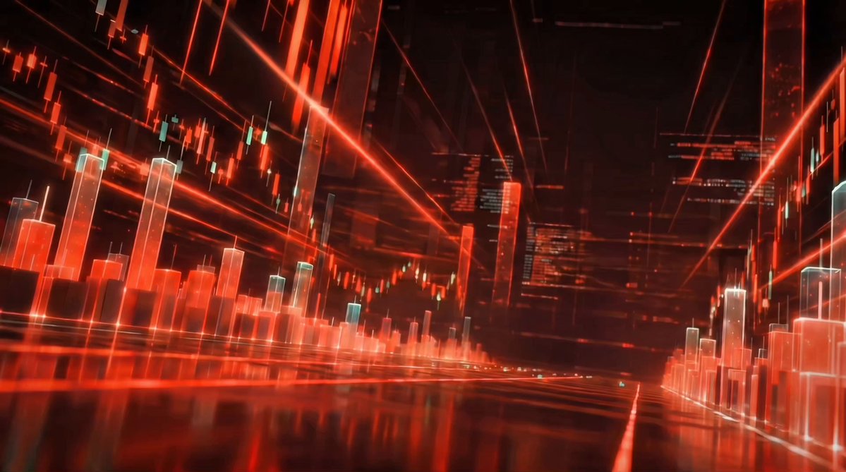 The image features an abstract scene of a cityscape filled with tall buildings that are illuminated by red lights. The buildings appear to be made up of lines or bars, creating a unique and futuristic atmosphere. The background of the image is black, which contrasts with the vibrant red elements in the foreground. There is also text present in the image, including the words "Paper trading" and "@moonbirds", suggesting that this scene might be related to a Paper trading game or competition.