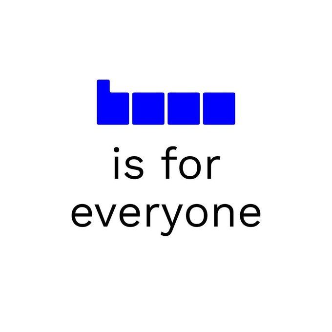 The image features a white background with blue squares arranged vertically, forming the word "base". Below the word "base", there's a caption that reads "@base is for everyone. Home to the next billion users." The text is written in black against the blue squares and is positioned below the word "base" on the right side of the image.