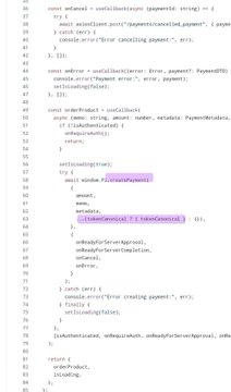 This image shows highlighted code from the Pi Core Team's GitHub repository, specifically demonstrating a "U2A token payment flow using IRRA" with mentions of "Pi" and "Pi SDK."