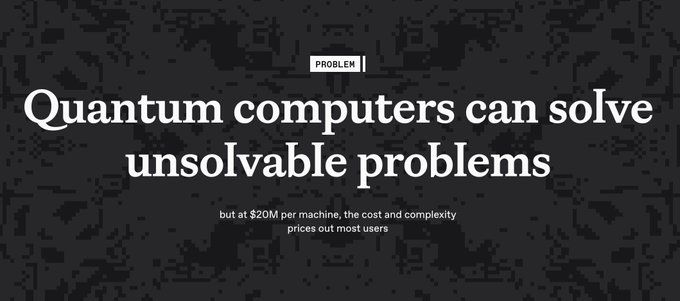 The image features a banner with text that reads " Quantum computers can solve unsolvable problems. But at $350 million per machine". The caption below states that there are already projects working on these concepts today, implying an ongoing effort to understand and develop solutions for difficult computing challenges.