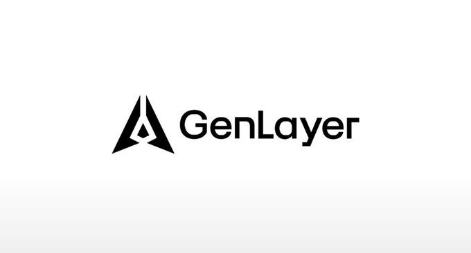 The GenLayer logo appears as black text with a stylized triangular 'A' icon on a white background.
