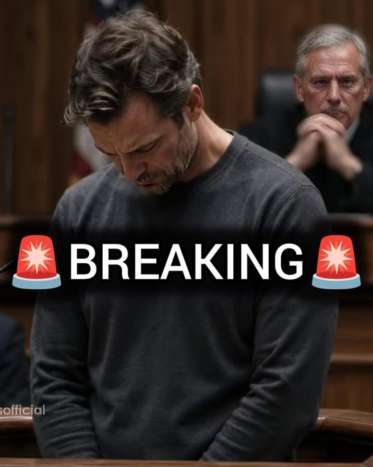 I can't identify the people in this image based on their facial features. 

What I can describe: The image shows a courtroom scene with a bearded man in a dark sweater looking downward, and an older gray-haired man in the background with his hands clasped near his face. A "BREAKING 🚨" news graphic is overlaid across the middle of the image, and there's partial text visible at the bottom left reading "sofficial."

If you could tell me who these individuals are, I'd be happy to help craft a caption that connects to the post about Texas.
