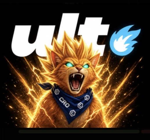A digital artwork featuring a fierce orange cat with glowing eyes wearing a blue bandana, set against a black background with the "uHt" logo and a blue bird icon.