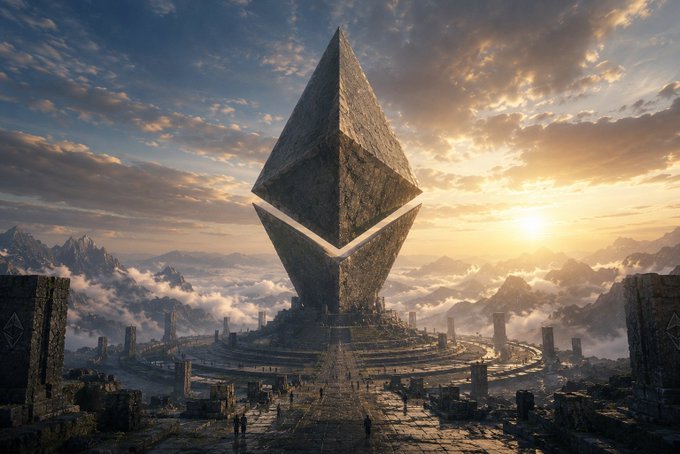 The image features an impressive stone structure resembling a pyramid or a large rock formation, surrounded by a mountainous landscape under a cloudy sky. The scene appears to be set in a futuristic environment with a focus on Ethereum's Glam Amsterdam upgrade. The caption suggests that this is the final stage of development for the upgrade and that it will soon be deployed as part of the mainnet launch in H2 2026, which is expected to take place at around 11:00 am Eastern Time (ET).