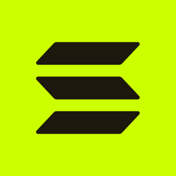A black logo featuring three angled, slanted parallelogram shapes stacked vertically on a bright yellow-green background.