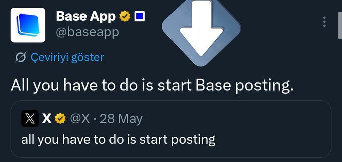 This image shows a tweet from the "Base App" account stating, "All you have to do is start Base posting." The accompanying post implies that the "Base airdrop" will come from this action.