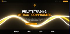 A dark promotional graphic featuring glowing yellow/gold trend lines with text reading "PRIVATE TRADING WITHOUT COMPROMISE."