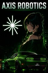 The image features a green car with neon lights, which appears to be a sports car or a luxury vehicle. The car has a woman standing next to it, possibly posing for a picture. The background of the image is dark, giving an impression that they are in a city at night. There's also text on the image that reads " Axis Robots".