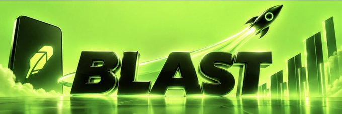 A promotional banner for 'BLAST' featuring the word in large black 3D letters on a bright green background, with a rocket launching upward and a stylized phone icon on the left.