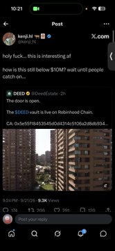 A Twitter/X screenshot shows a post by @beelzEtienne about 'The SIDED vault is live on Robinhood Chain' with an image of city buildings.