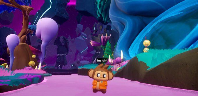The image features a small cartoon monkey standing alone, with a pink background that gives it an ethereal appearance. The monkey appears to be looking at something off-camera, possibly a message or a piece of information related to the post about the exclusive Chimpi x Jarritos pack sale.