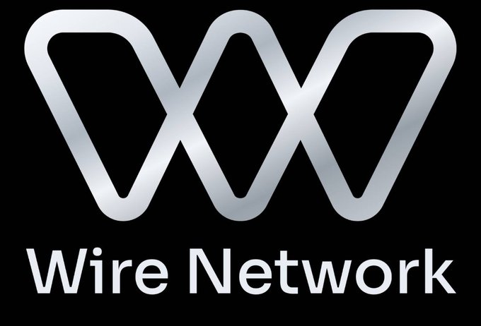 The image shows the Wire Network logo, featuring a metallic silver stylized "W" symbol above the text "Wire Network" on a black background. The logo aligns with the accompanying post, which discusses how Wire Network addresses blockchain fragmentation by enabling interoperability between different ecosystems like Ethereum and Solana.