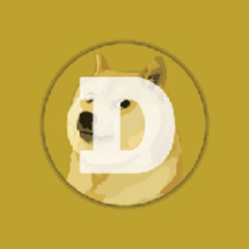 Dogecoin (DOGE) logo featuring the iconic Shiba Inu dog with a bold white "D" overlaid on a yellow background, accompanying news of a 64% drop in daily trading volume from over $1B to $360-380M in mid-2026.