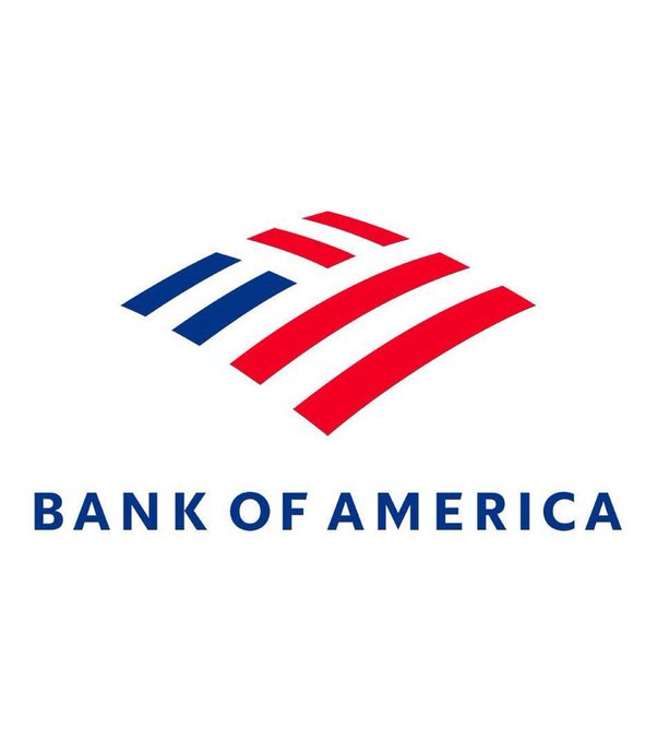 The Bank of America logo, featuring red and blue stylized flag stripes above the company name in blue text on a white background.