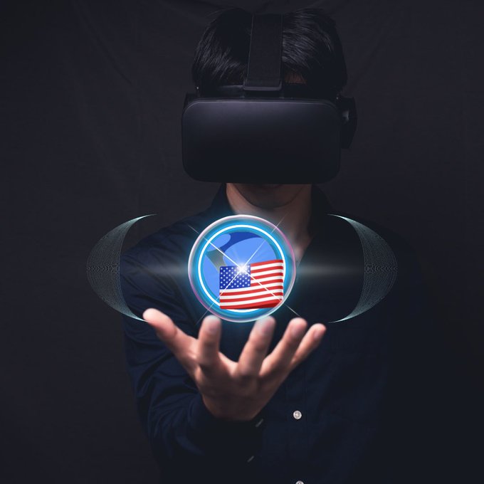 A man wearing a VR headset holds out his hand, displaying a holographic orb featuring the American flag, evoking a sense of investigation and hidden forces at play.

This imagery relates to the post's theme of mystery and manipulation surrounding USTC's price movement, with the American flag symbolizing unseen U.S. influences or market forces allegedly suppressing the token.