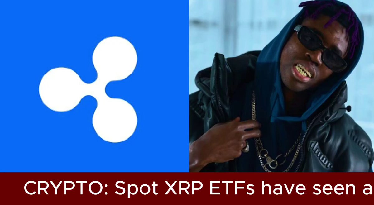The image features an advertisement for Ripple cryptocurrency with a man wearing sunglasses posing next to a blue square that displays the Ripple logo. The text above the image reads "XRP investors are NOT messing around... As of the latest data, spot @Ripple ETFs have seen around +$132 million worth of net inflows in May 2026. The figure was boosted by a net inflow of +$15.2 million over the last week, which brought the total AUM of the products to some".