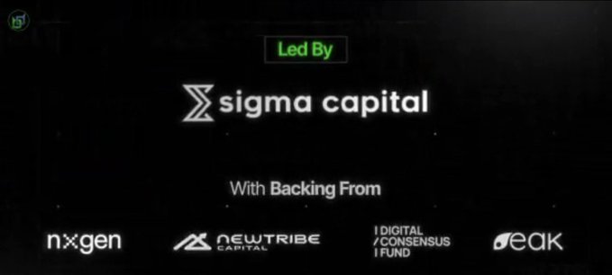 A dark promotional graphic announces "Led By sigma capital" with additional backing from nxgen, newtribe capital, DIGITAL/CONSENSUS FUND, and peak (PEAK), crediting the investors behind Beldex's newly secured funding round.