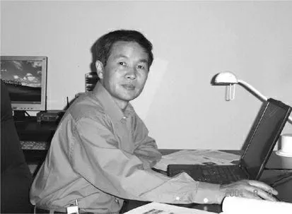 urn of water on a desk, with a laptop and lamp nearby, against a white wall backdrop.