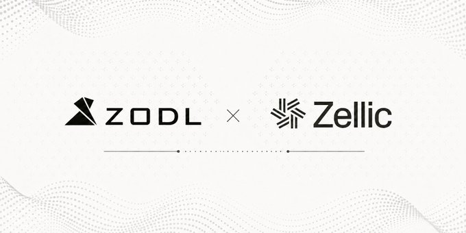 A promotional graphic displaying the logos 'ZODL' and 'Zellic' separated by an 'X' symbol on a white background with subtle wave patterns.