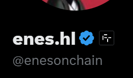 Twitter/X profile for 'enes.hl' (@enesonchain) with a verified checkmark on a black background.