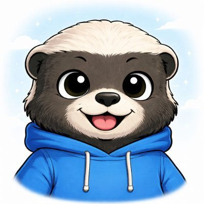 The image shows a cute cartoon honey badger wearing a blue hoodie with a cheerful expression.

The illustration relates to the post as $BORI appears to be the token name for this character (likely "Bori" the badger), serving as the mascot for the newly launched meme coin, with no additional text visible in the image itself beyond the character design.