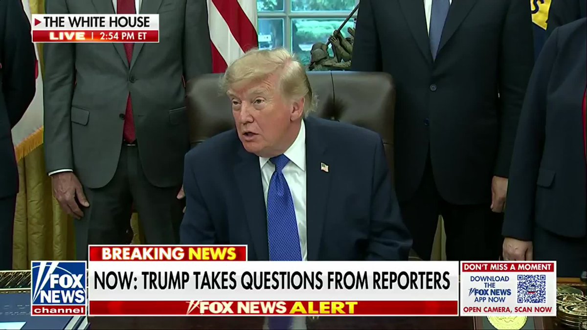 A Fox News broadcast screenshot showing Donald Trump speaking from the White House, with chyrons reading 'THE WHITE HOUSE LIVE 2:54 PM ET', 'BREAKING NEWS', and 'NOW: TRUMP TAKES QUESTIONS FROM REPORTERS'.