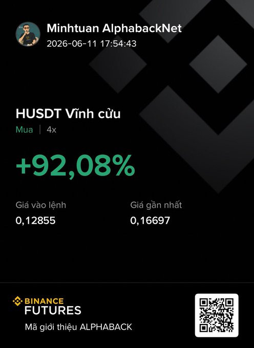 The image features an advertisement for a crypto trading platform, specifically HSDT, which is being advertised in Vietnamese with a price of 20.000 won per share (€1.00). The background of the ad is black, providing contrast to the white text and images displayed on it. The post itself provides information about how to get started using the platform, including the required funds for purchasing shares at a current value of 92,08%. It also includes various details such as the trading platform's name, contact information (e-mail), and its operating hours.