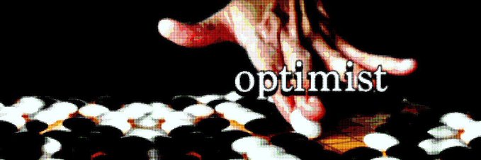 A hand hovers over a board game, with the word "optimist" overlaid, symbolizing strategic moves and optimism in the crypto space.