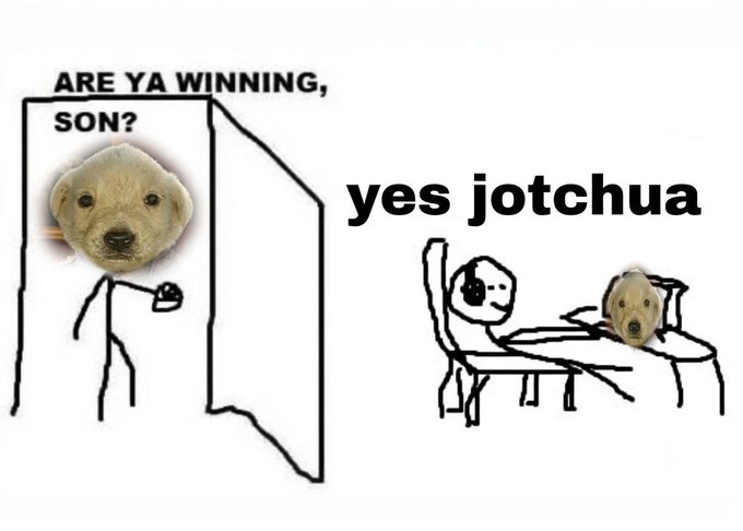 The image shows a meme featuring two cartoon figures with seal faces: one standing in a doorway asking "ARE YA WINNING, SON?" while another sits relaxed in a chair responding "yes jotchua." 

This ties into the post's theme of instilling fear in sellers, as the calm "yes" response from the seated holder contrasts with the often-anxious questioning from those wondering if the market move is sustainable—a humorous nod to unwavering conviction despite market volatility.