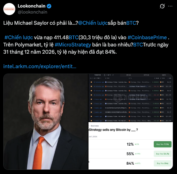 The image displays a screenshot of a post about Bitcoin trading, written by a man wearing an orange tie. The main focus of the photo is the screen displaying Bitcoin trading options for sale with various levels and quantities. In the background, there's a man's head picture featured on the post as part of a separate story or explanation related to the Bitcoin discussion. Overall, it seems like the image is part of a larger social media conversation about the topic at hand.