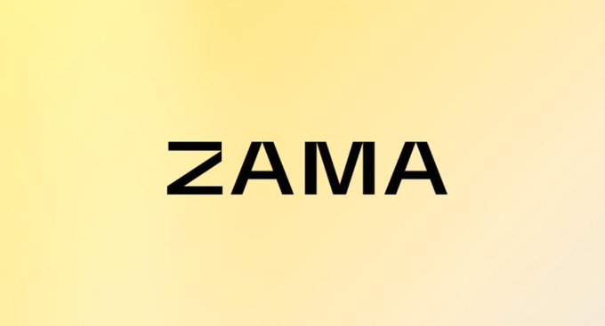 The image displays the "ZAMA" logo in black text against a light yellow gradient background, representing the $ZAMA private coin mentioned in the post, which is listed on Binance and Upbit and has secured over $150 million in investments.